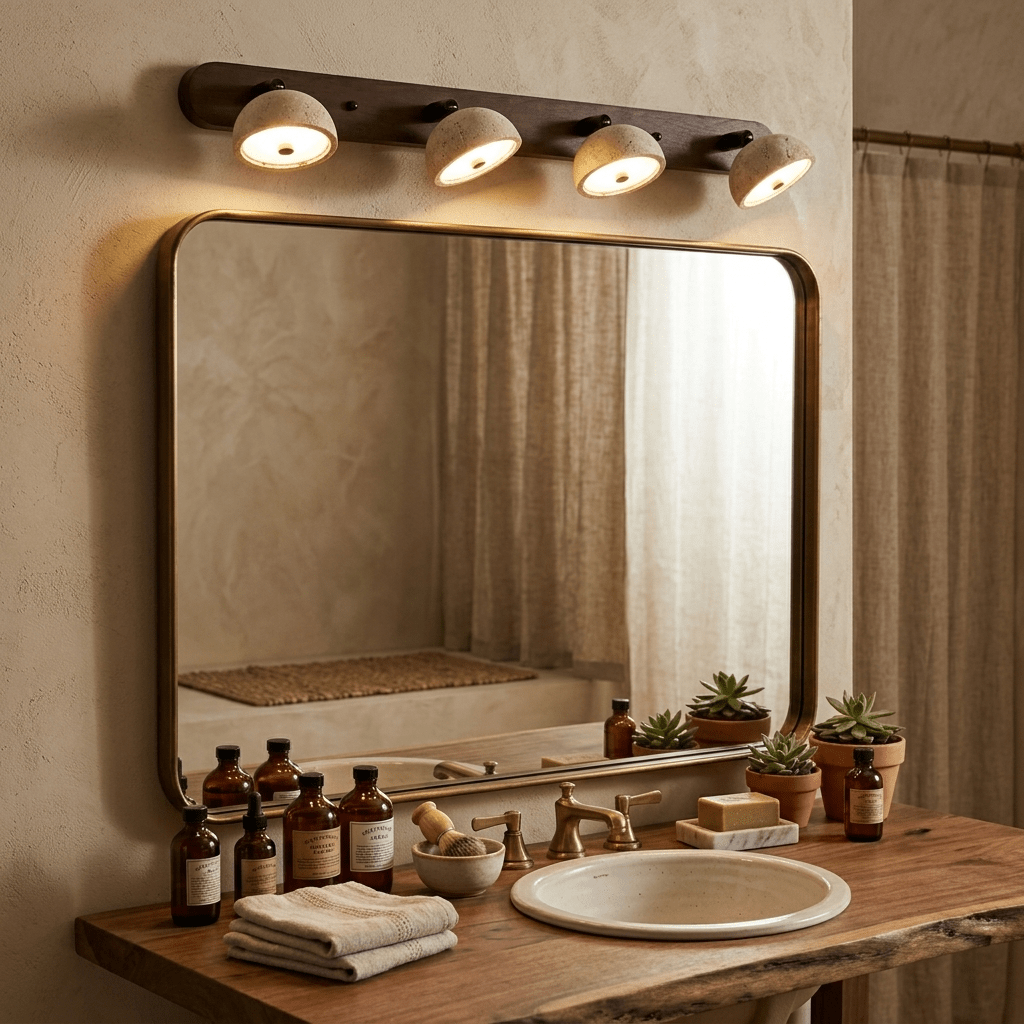 Travertine Bathroom Vanity Light — Wall Sconce | Maison Monashee — view 4