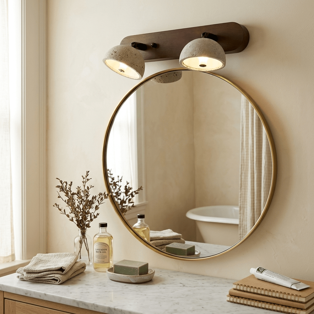 Travertine Bathroom Vanity Light — Wall Sconce | Maison Monashee — view 5