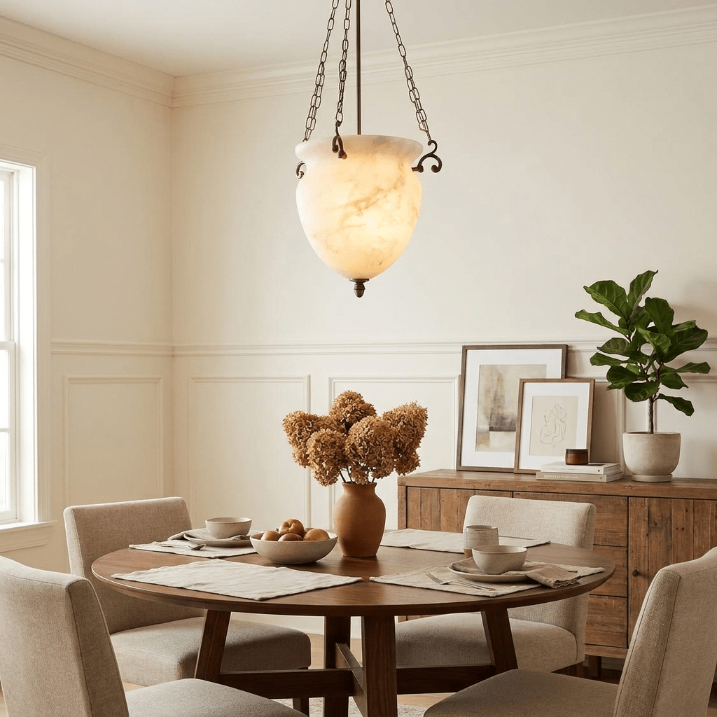 Vintage Alabaster Pendant Light — Pendant Light | Maison Monashee — view 2