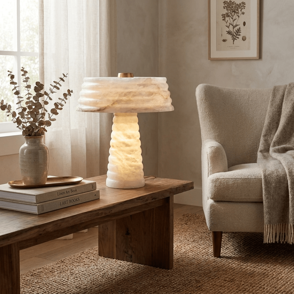 White Stone Table Lamp — Table Lamp | Maison Monashee — view 2