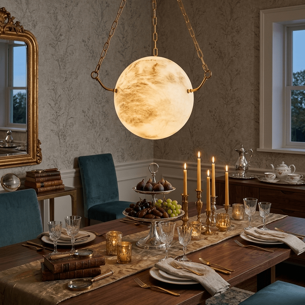 Alabaster Sphere Pendant Light — Pendant Light | Maison Monashee — view 4