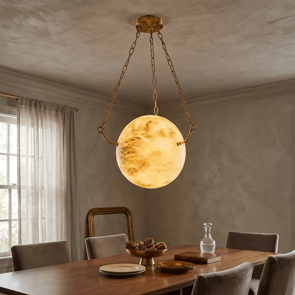 Alabaster Sphere Pendant Light — Pendant Light | Maison Monashee — view 7