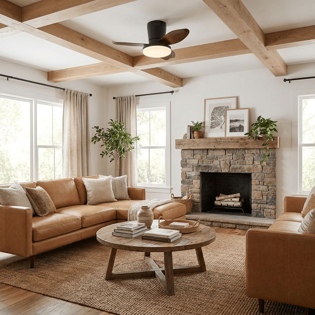 Black Flush Mount Ceiling Fan with Light — Ceiling Fan | Maison Monashee — view 26