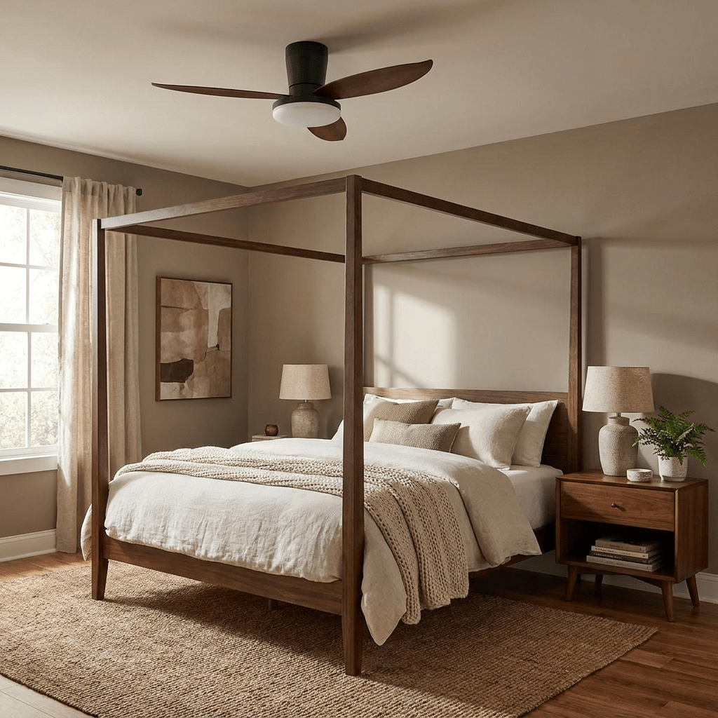 Black Flush Mount Ceiling Fan with Light — Ceiling Fan | Maison Monashee — view 27