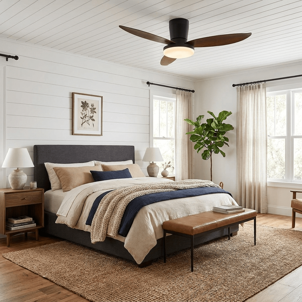 Black Flush Mount Ceiling Fan with Light — Ceiling Fan | Maison Monashee — view 2