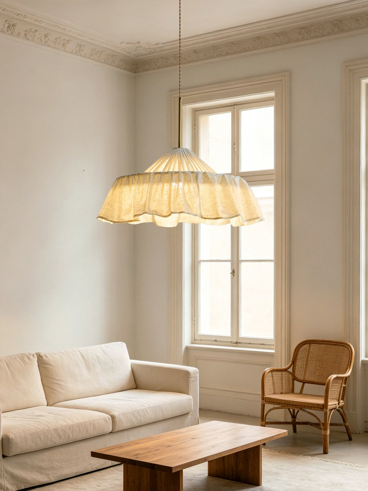 Pleated Linen Pendant Light — Pendant Light | Maison Monashee — view 2