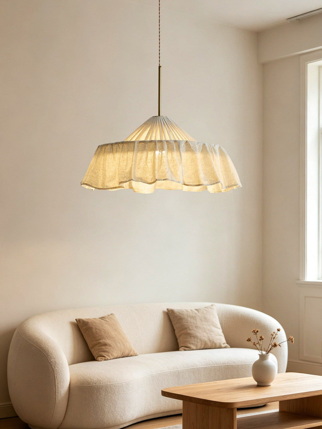 Pleated Linen Pendant Light — Pendant Light | Maison Monashee — view 3