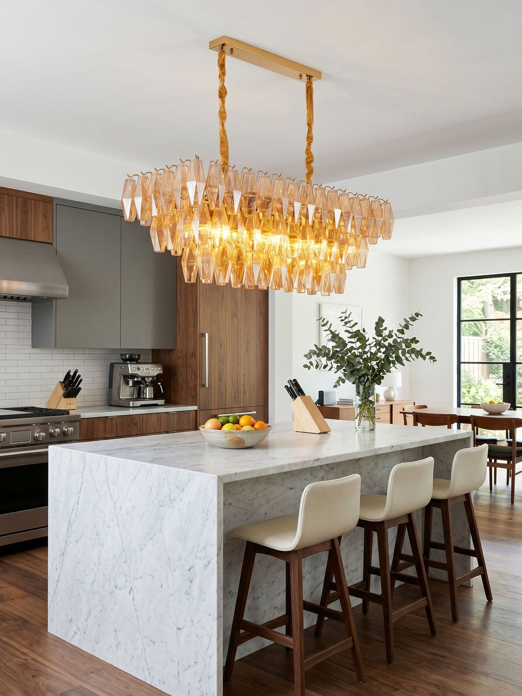 Staggered Glass Chandelier — Chandelier | Maison Monashee — view 3