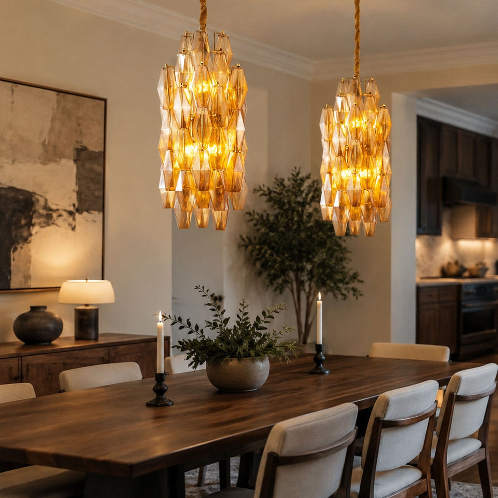 Rectangular Glass Chandelier — Chandelier | Maison Monashee — view 2