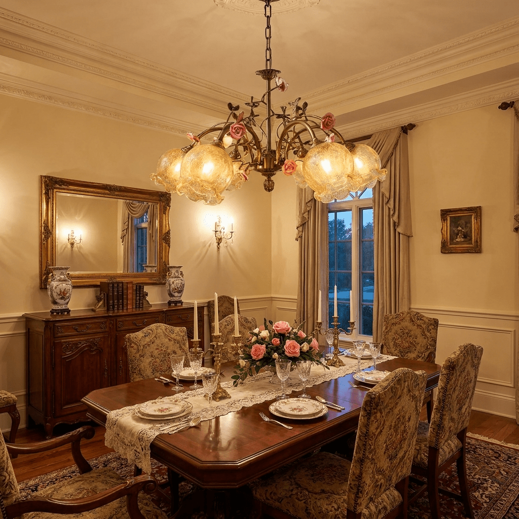 Brass Floral Chandelier — Chandelier | Maison Monashee — view 7