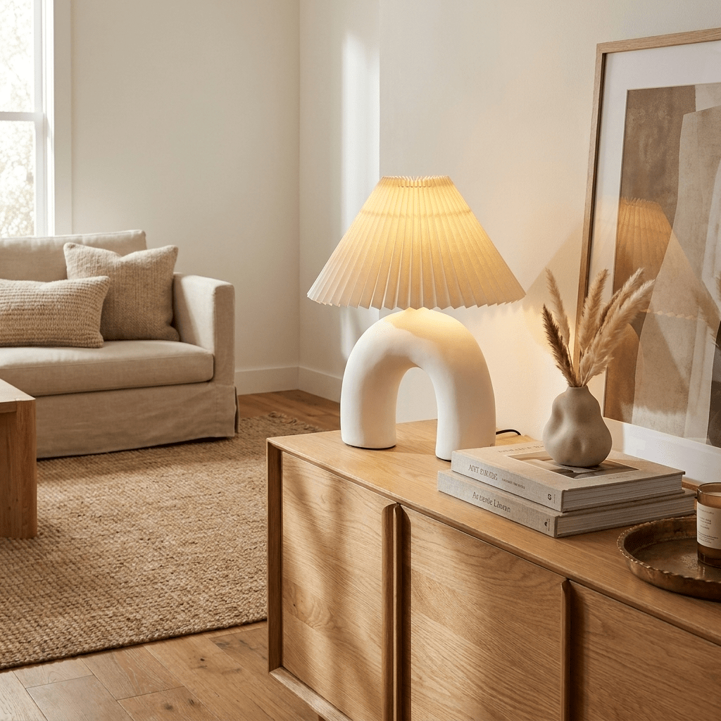 Small White Ceramic Table Lamp — Table Lamp | Maison Monashee — view 2
