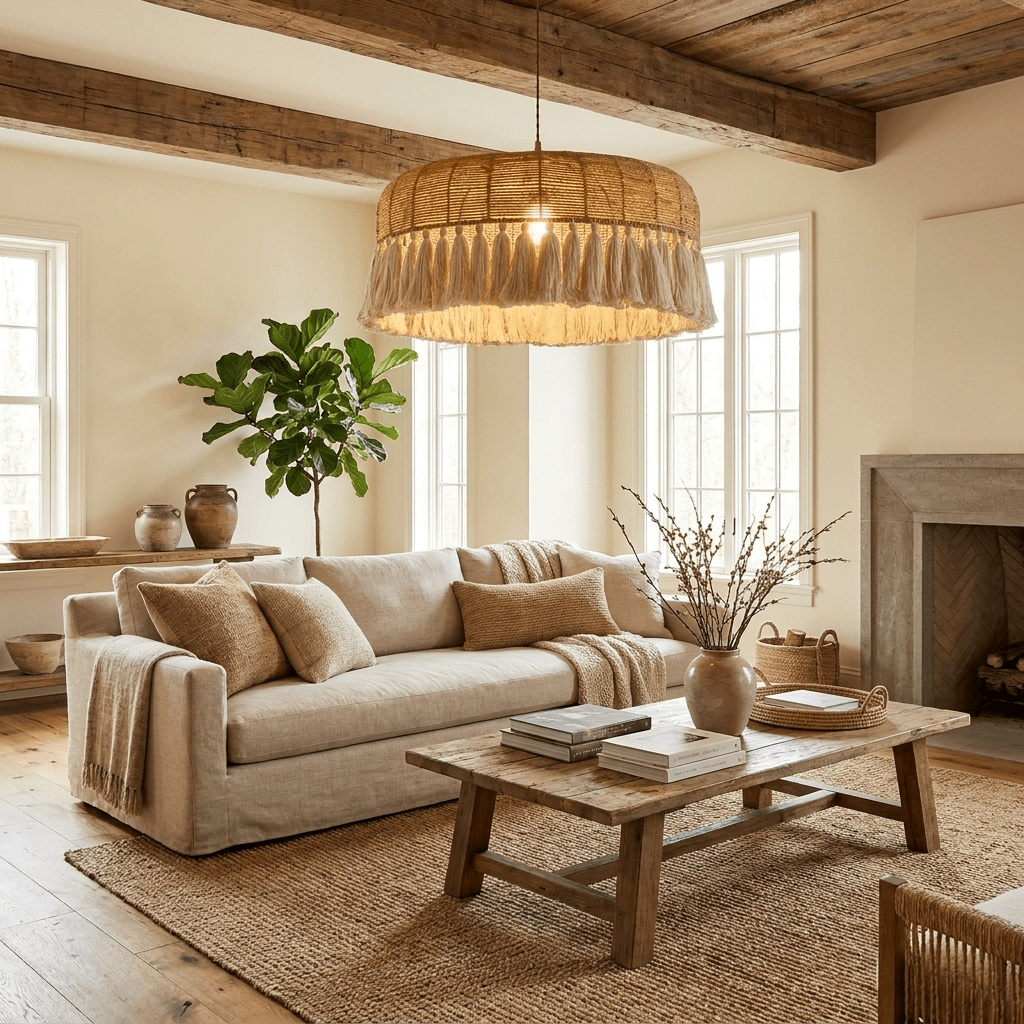 Woven Drum Pendant Light — Pendant Light | Maison Monashee — view 10
