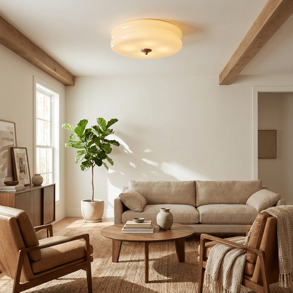 Ribbed Glass Flush Mount Light — Ceiling Light | Maison Monashee — view 8