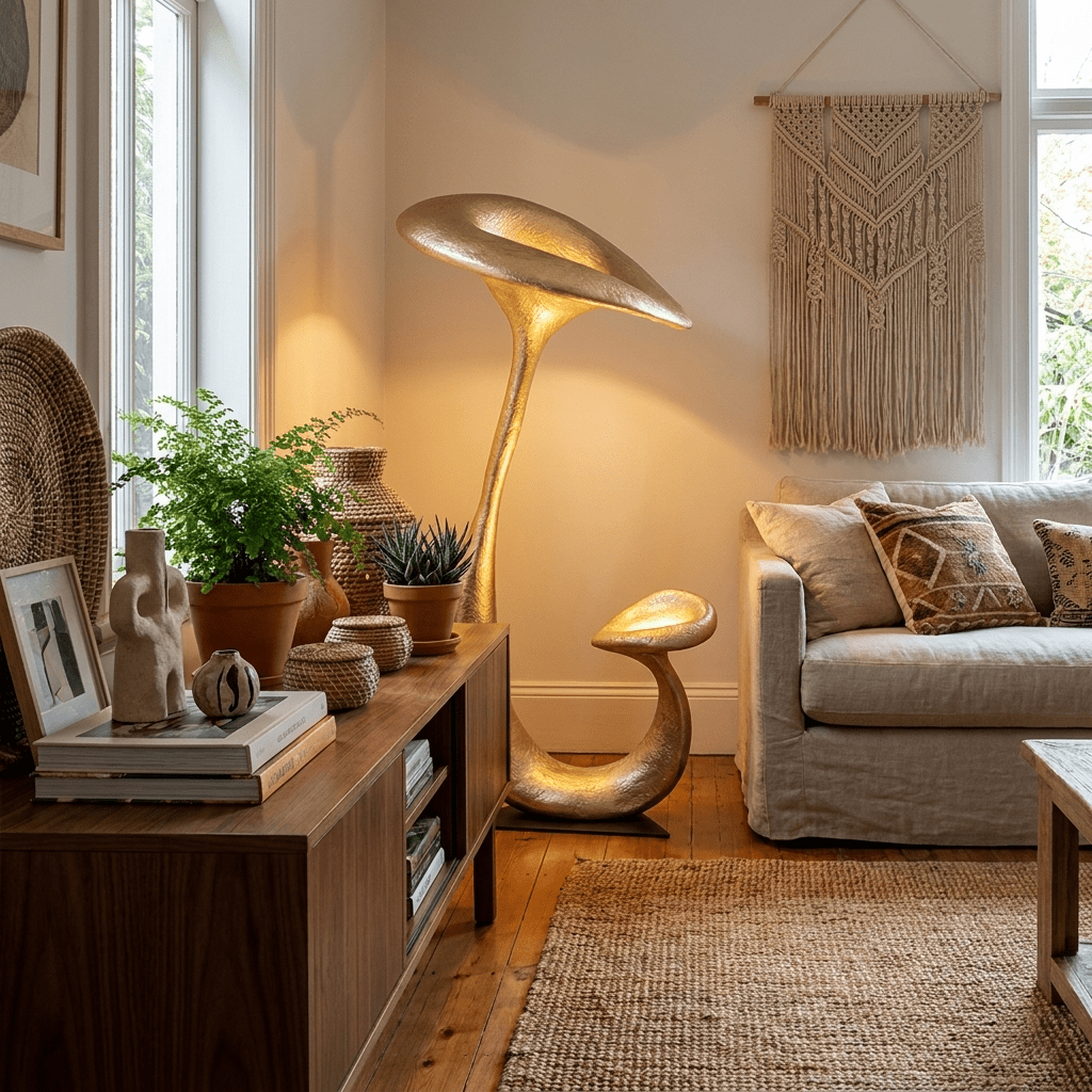Large Gold Floor Lamp — Floor Lamp | Maison Monashee — view 3