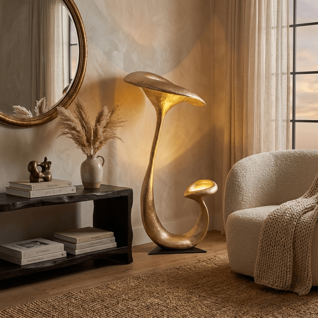 Large Gold Floor Lamp — Floor Lamp | Maison Monashee — view 4