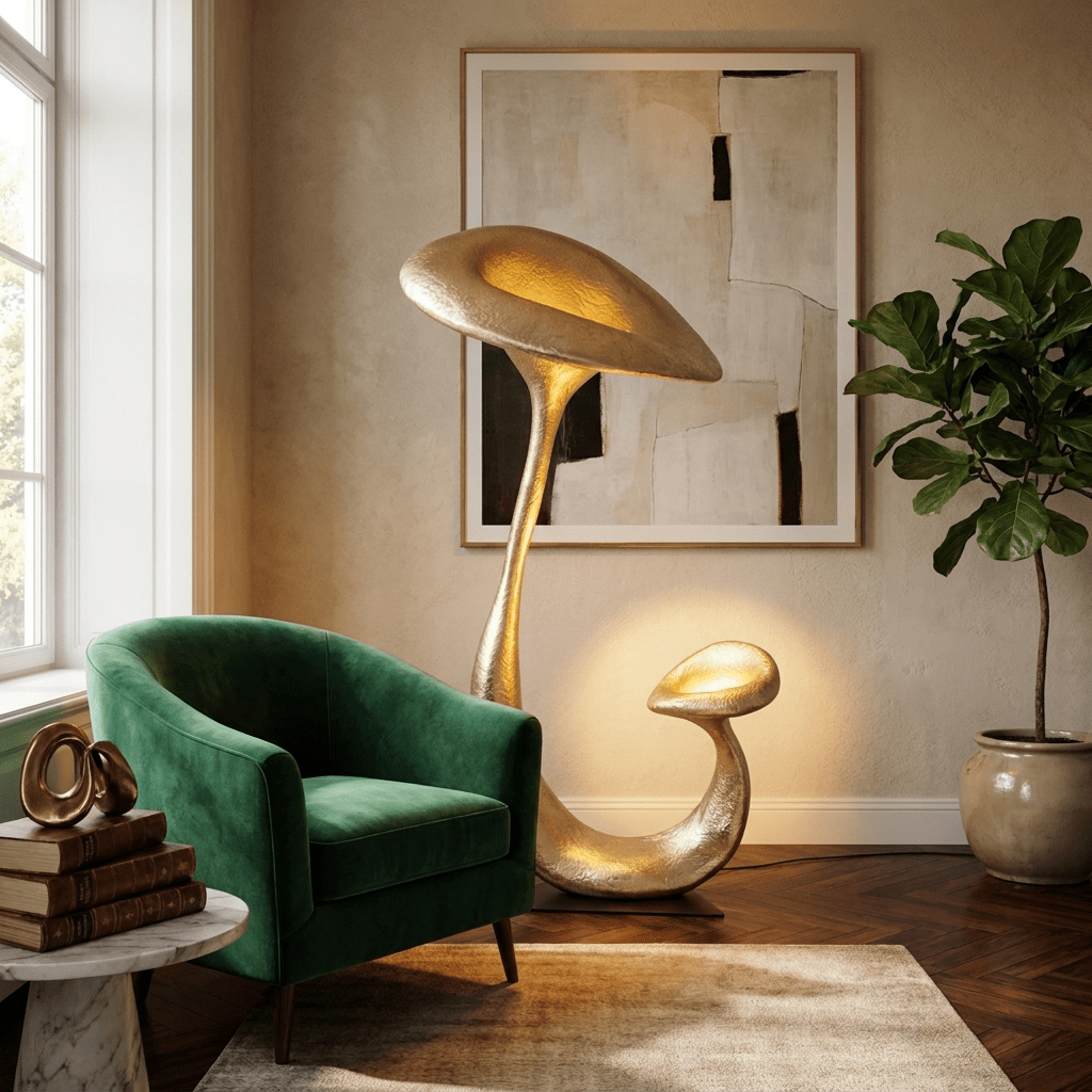 Large Gold Floor Lamp — Floor Lamp | Maison Monashee — view 2