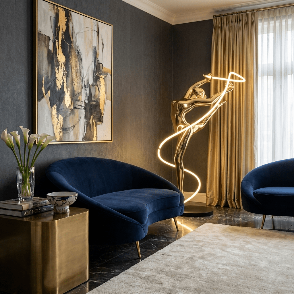 Gold LED Floor Lamp — Floor Lamp | Maison Monashee — view 4