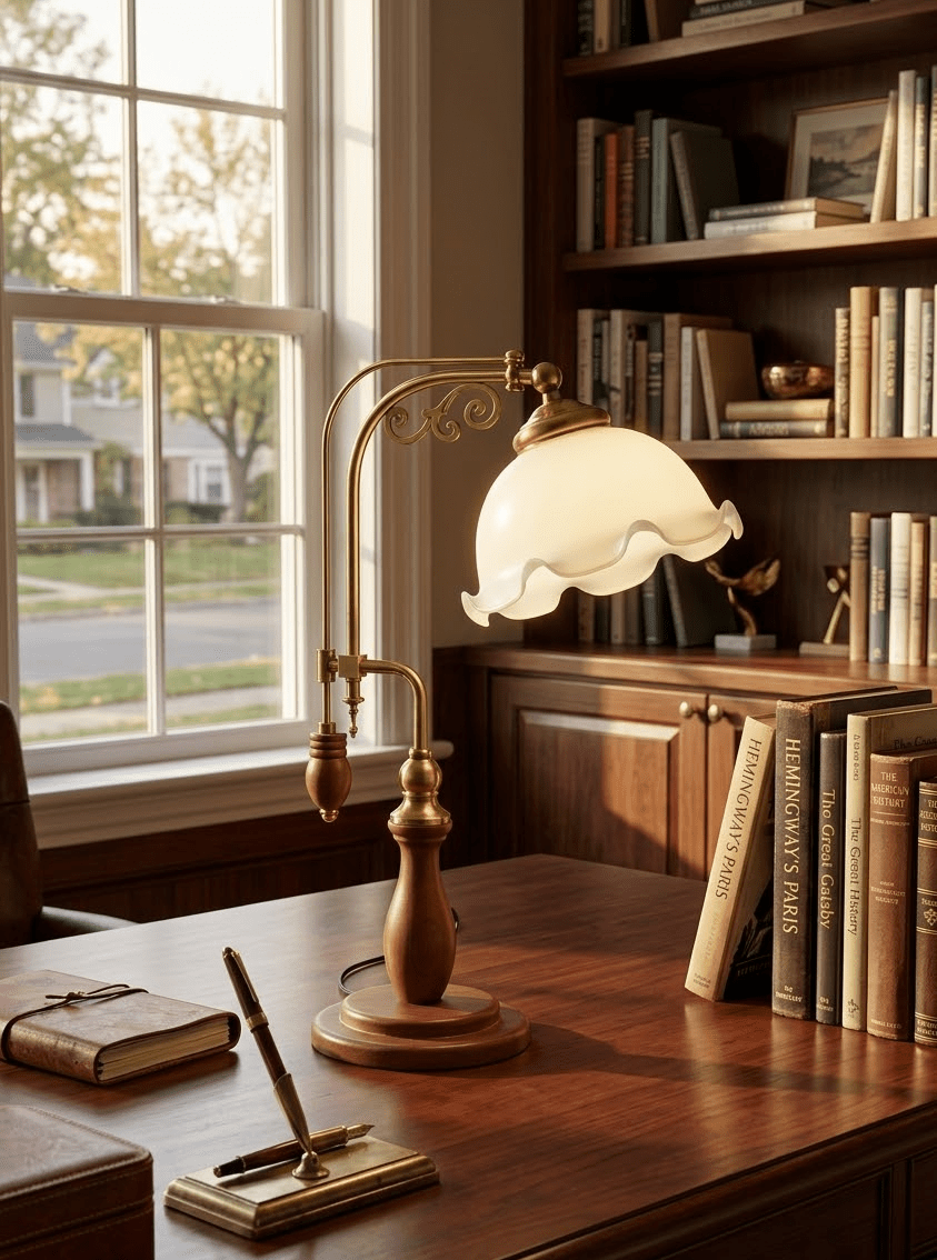 Vintage Gold Desk Lamp — Table Lamp | Maison Monashee — view 10