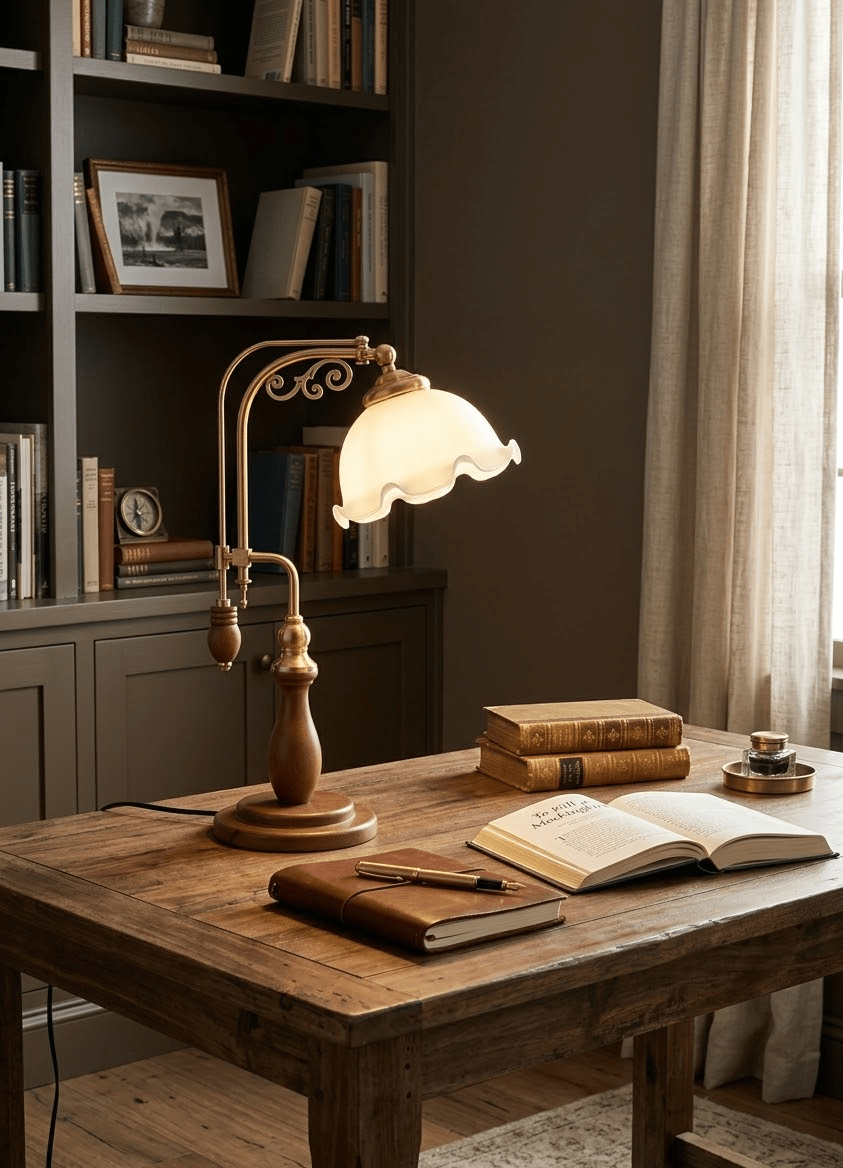 Vintage Gold Desk Lamp — Table Lamp | Maison Monashee — view 4