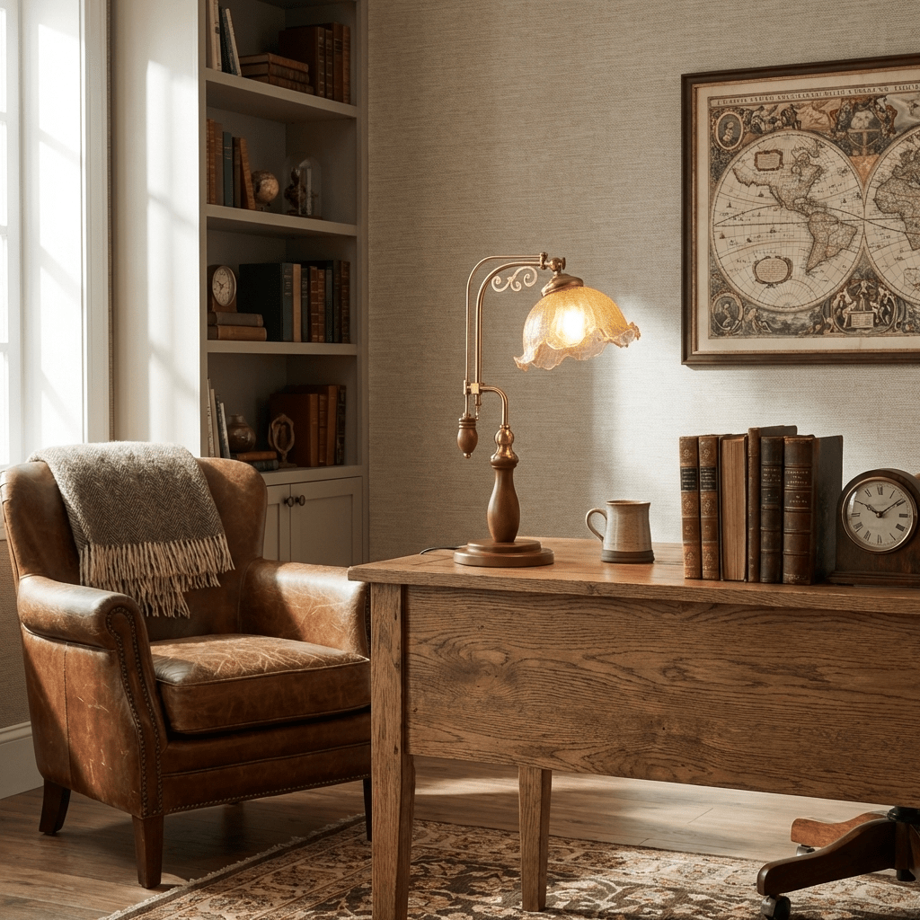 Vintage Gold Desk Lamp — Table Lamp | Maison Monashee — view 5