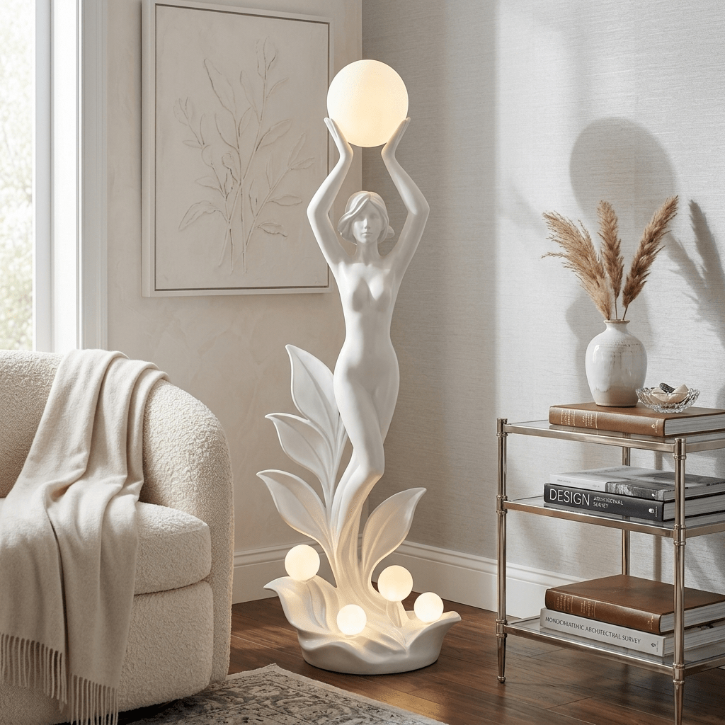 All White Floor Lamp — Floor Lamp | Maison Monashee — view 2