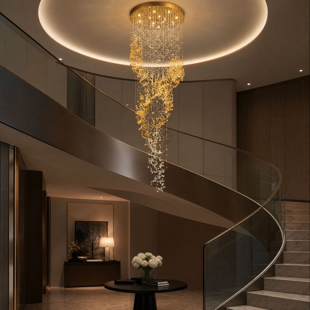 Gold Entryway Chandelier — Chandelier | Maison Monashee — view 7
