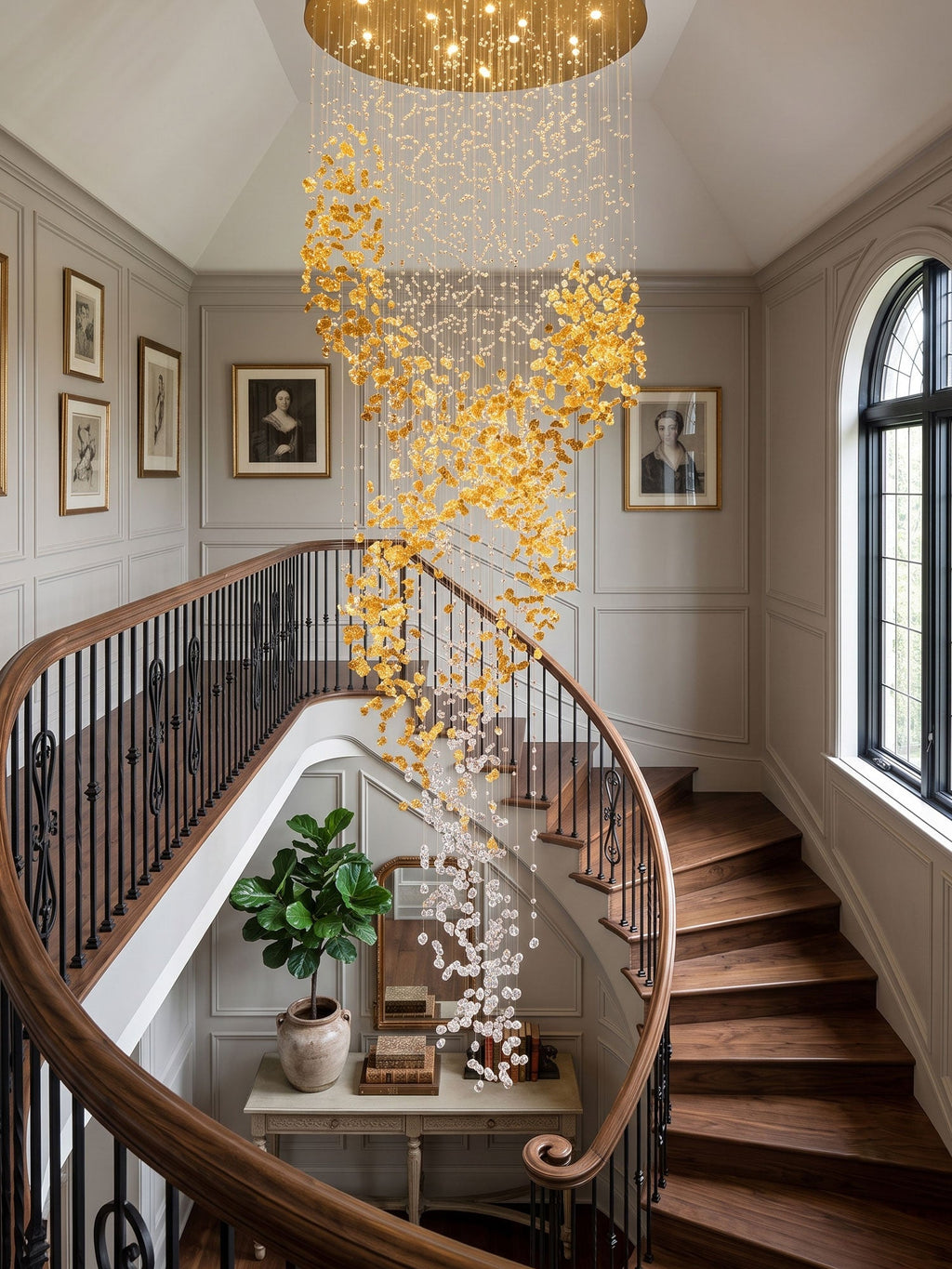 Gold Entryway Chandelier — Chandelier | Maison Monashee — view 8