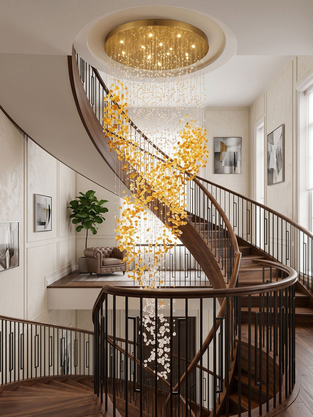 Gold Entryway Chandelier — Chandelier | Maison Monashee — view 9