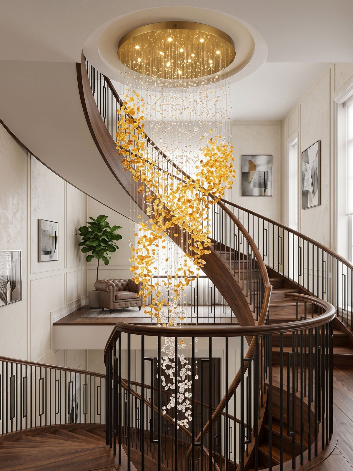 Gold Entryway Chandelier — Chandelier | Maison Monashee — view 9