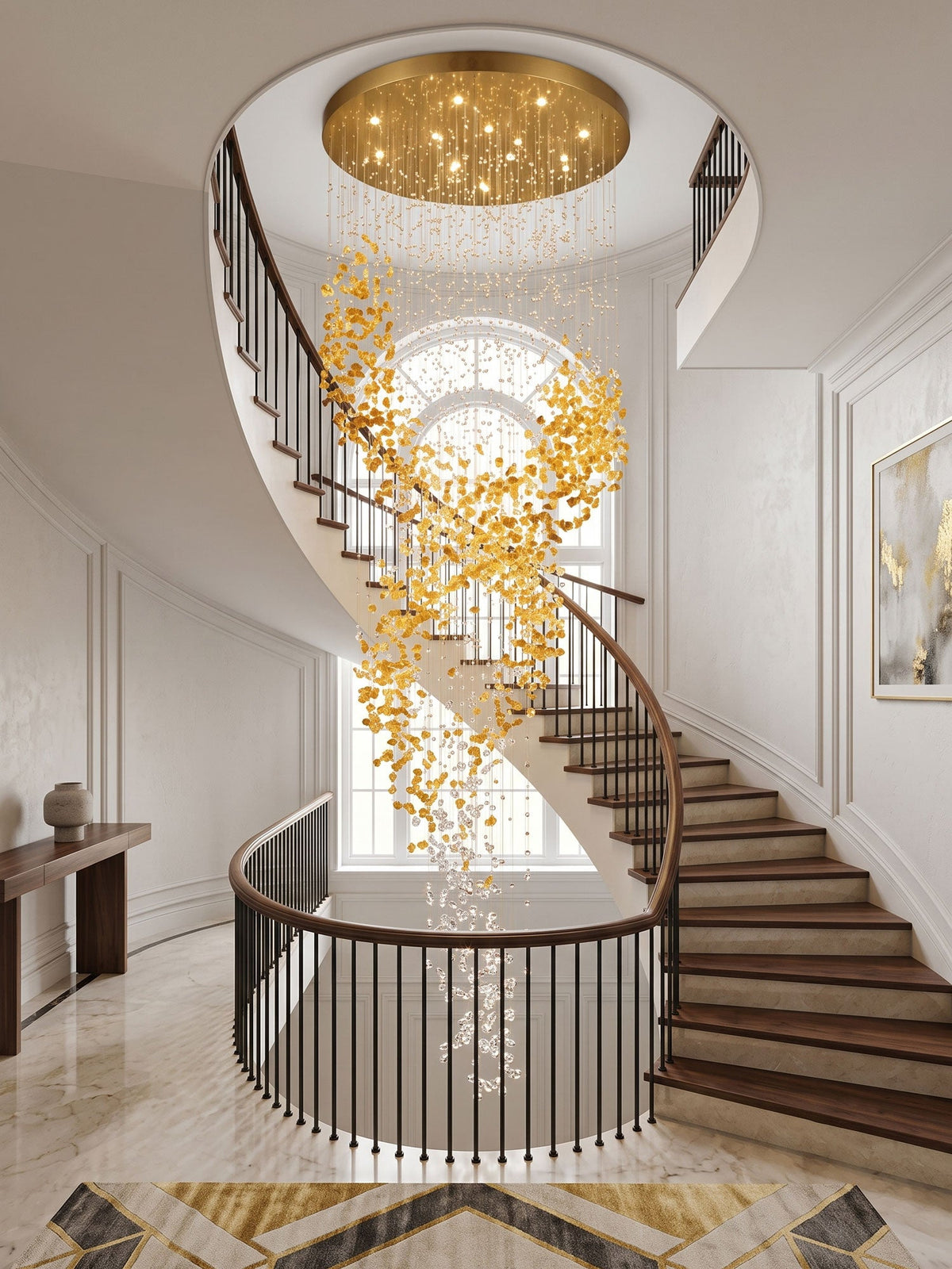 Gold Entryway Chandelier — Chandelier | Maison Monashee — view 5