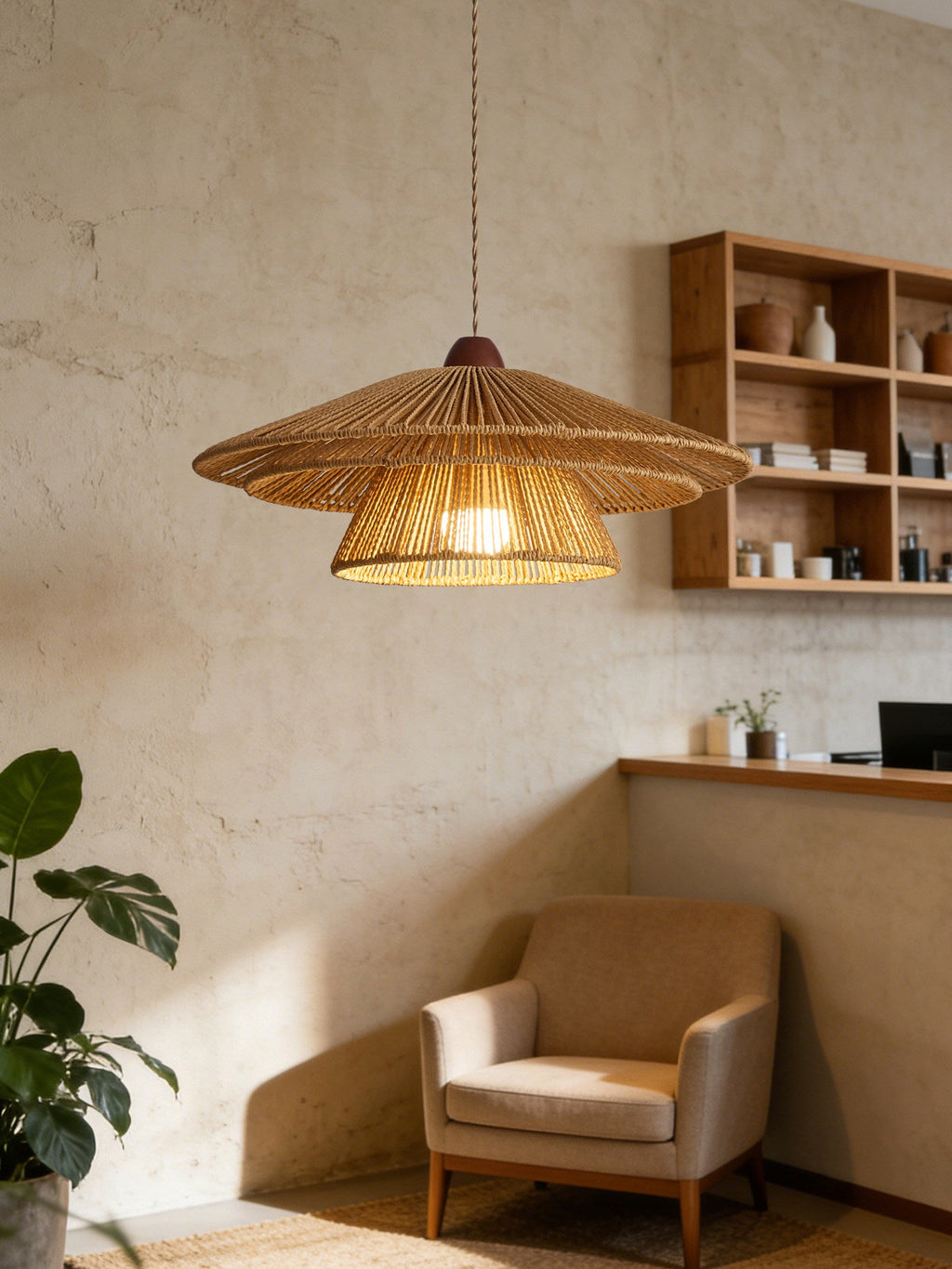 Rattan Large Pendant Light — Pendant Light | Maison Monashee — view 3