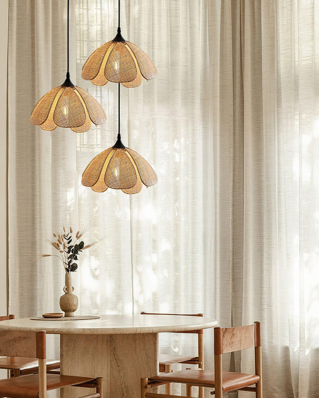 Scalloped Rattan Pendant Light — Pendant Light | Maison Monashee — view 8
