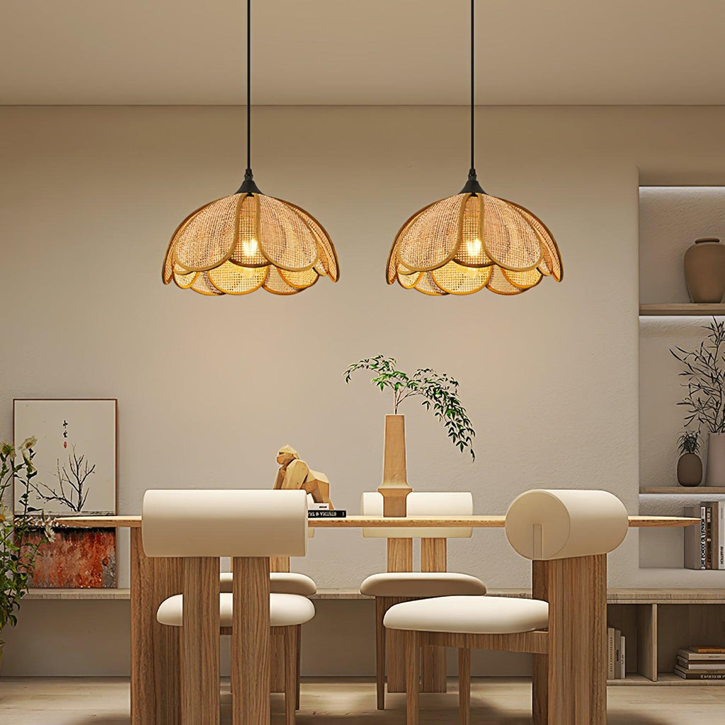 Scalloped Rattan Pendant Light — Pendant Light | Maison Monashee — view 2