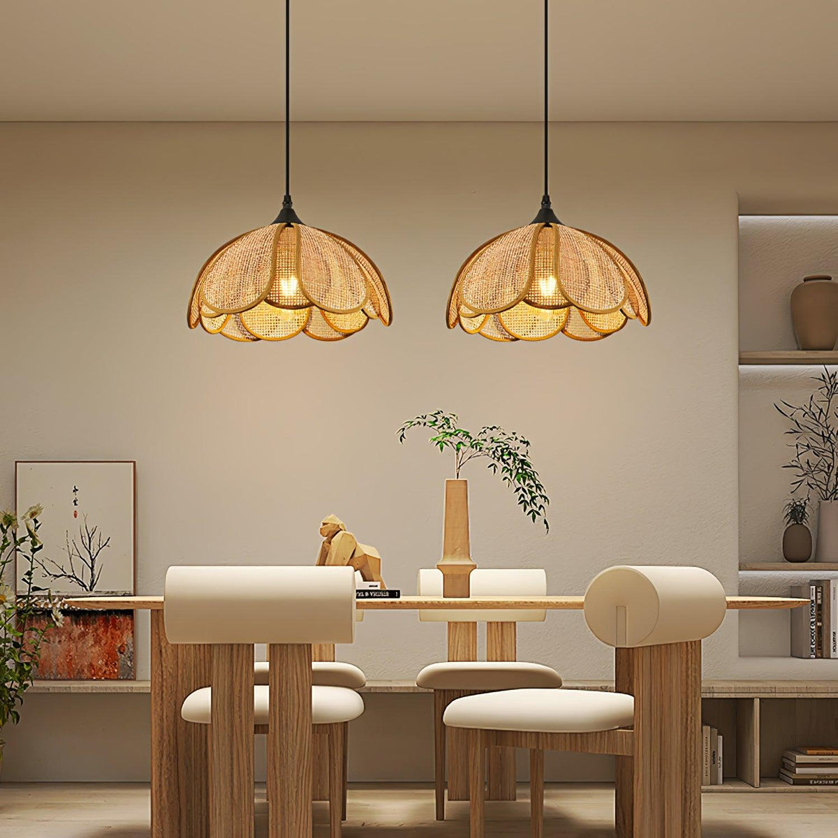 Scalloped Rattan Pendant Light — Pendant Light | Maison Monashee — view 2