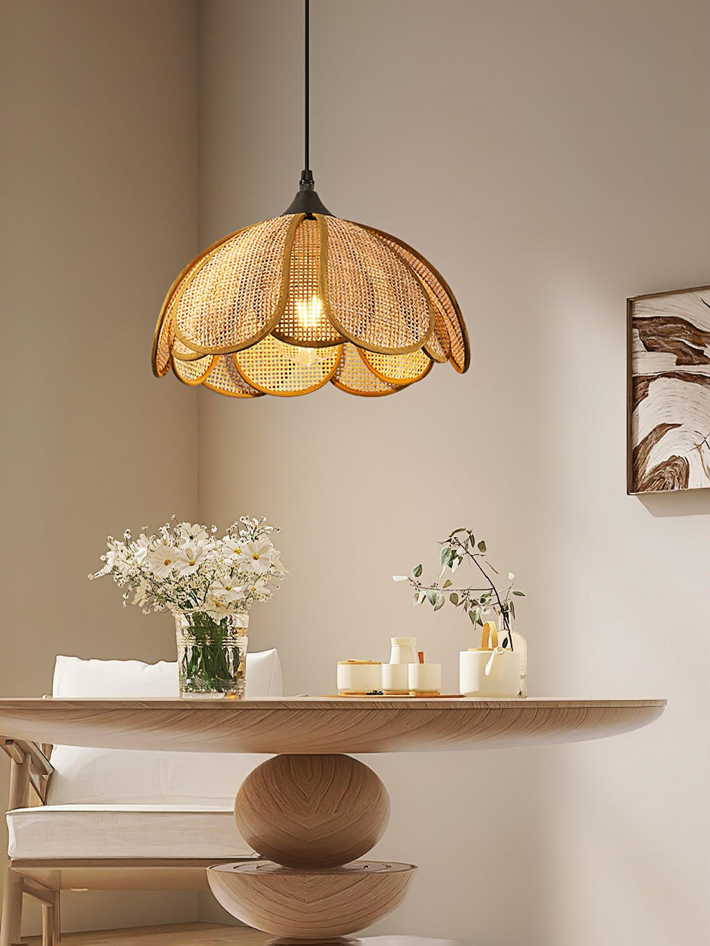 Scalloped Rattan Pendant Light — Pendant Light | Maison Monashee — view 3