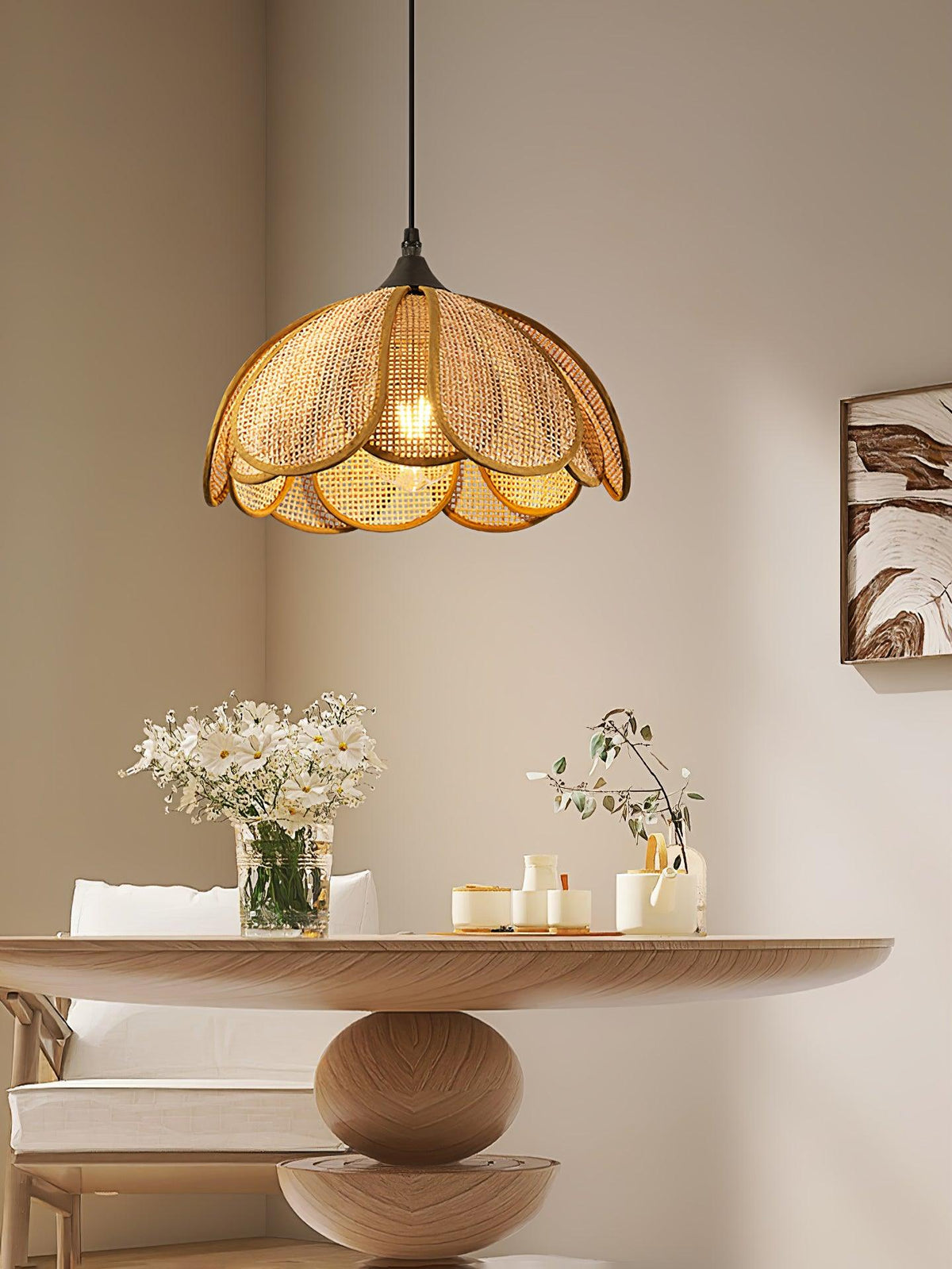 Scalloped Rattan Pendant Light — Pendant Light | Maison Monashee — view 3
