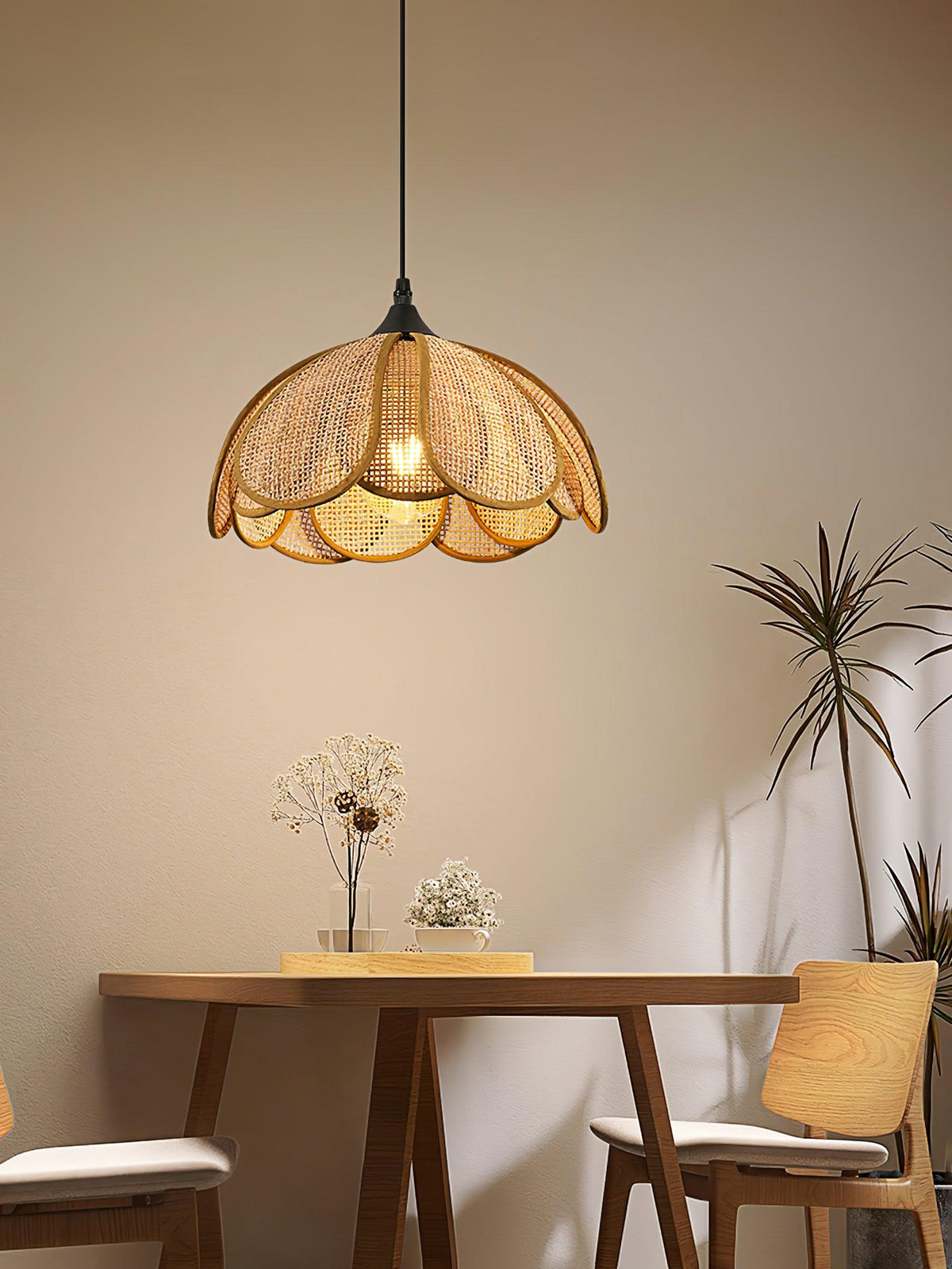 Scalloped Rattan Pendant Light — Pendant Light | Maison Monashee — view 4