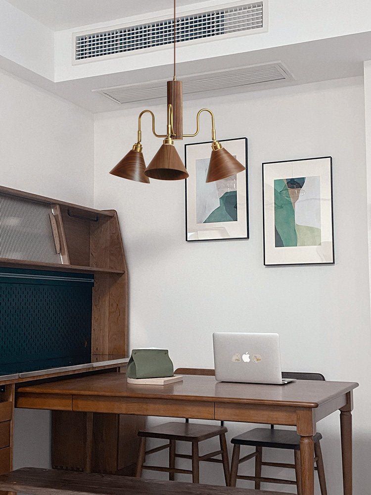 Mid-Century Modern Wood Chandelier — Chandelier | Maison Monashee — view 5