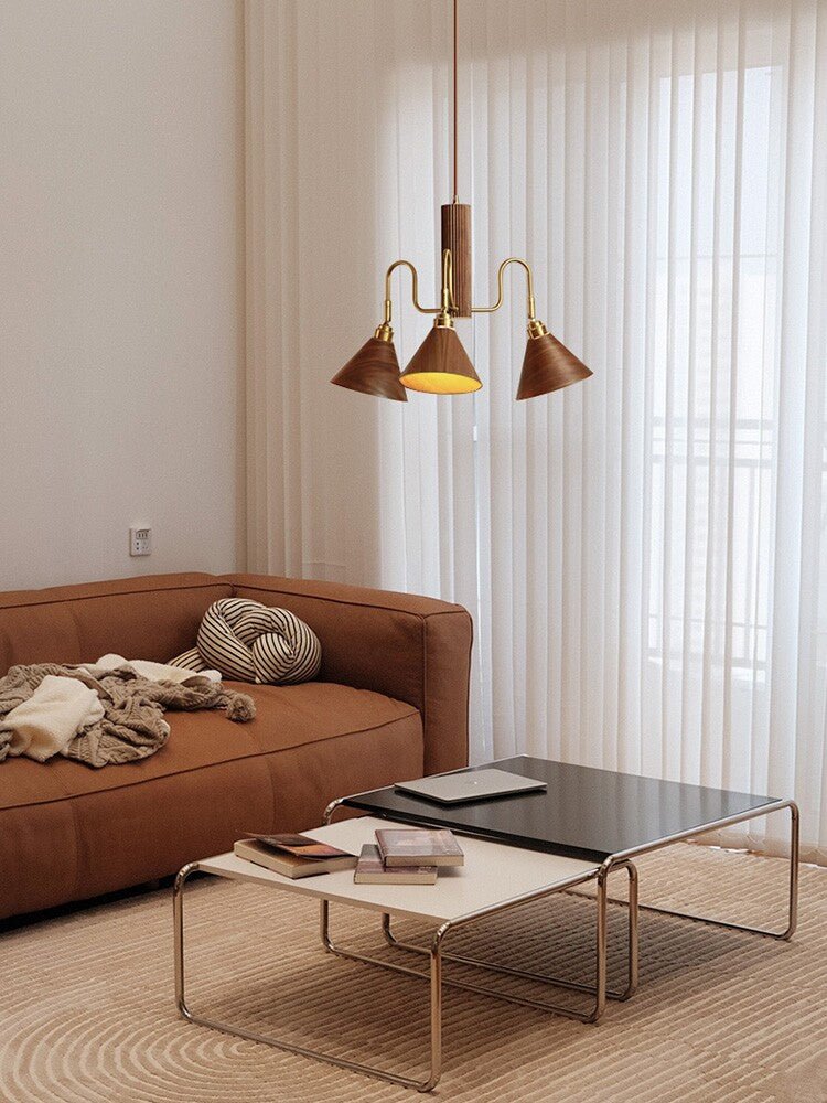 Mid-Century Modern Wood Chandelier — Chandelier | Maison Monashee — view 7
