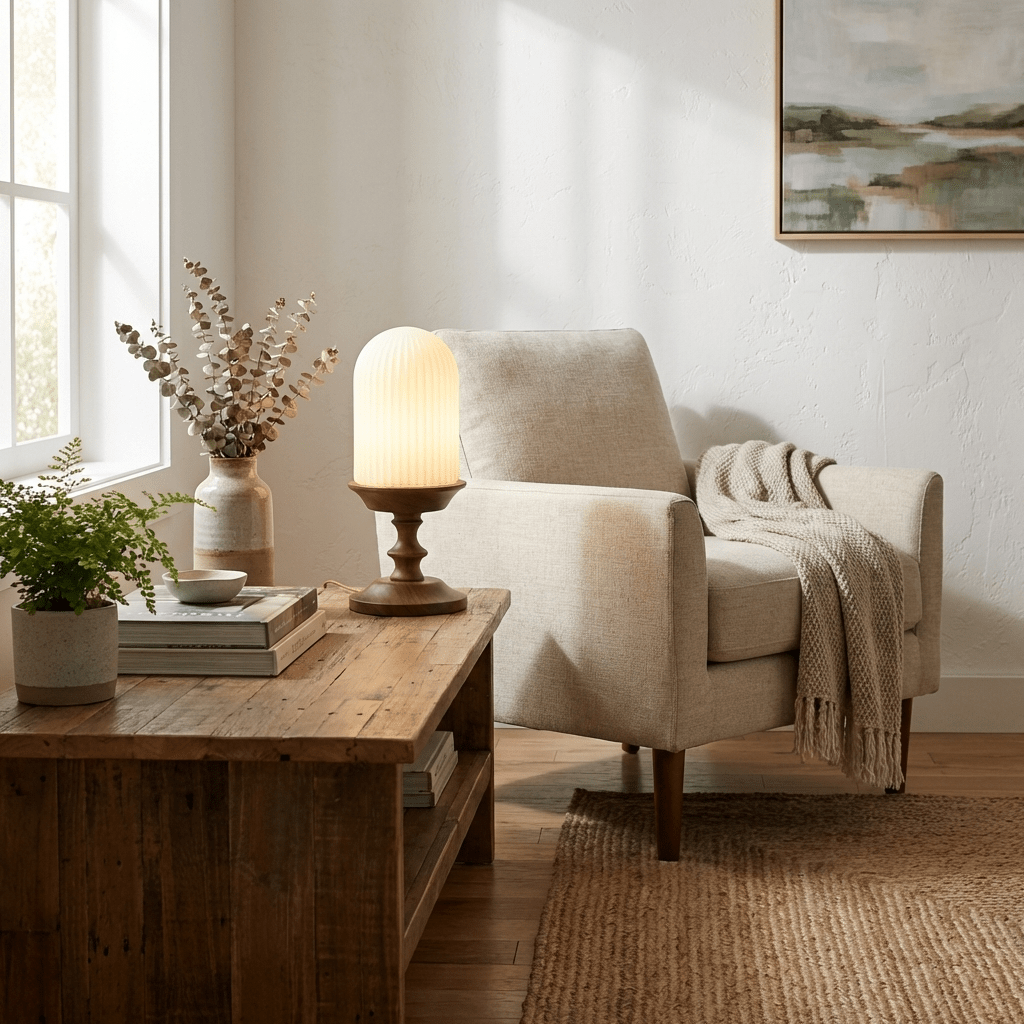 Ribbed Glass Table Lamp — Table Lamp | Maison Monashee — view 2