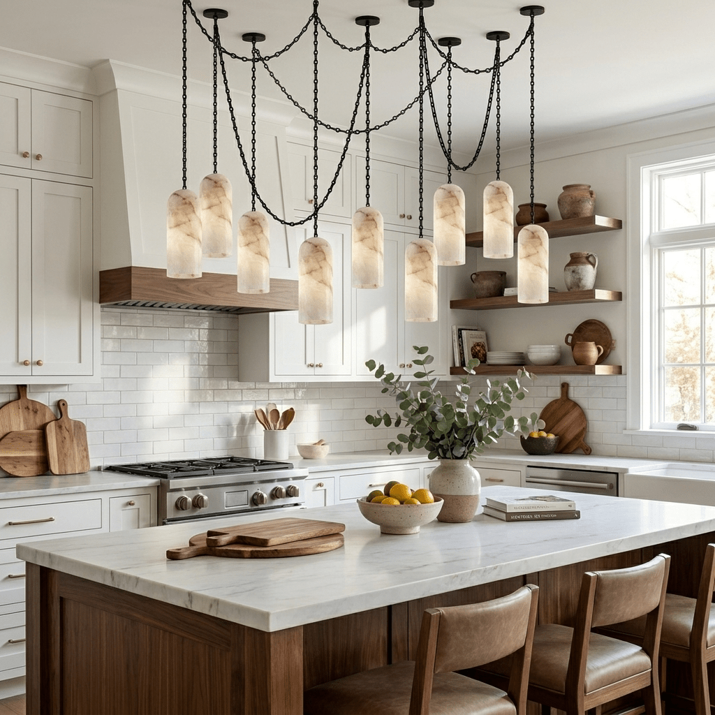Alabaster Pendant Chandelier — Chandelier | Maison Monashee — view 6