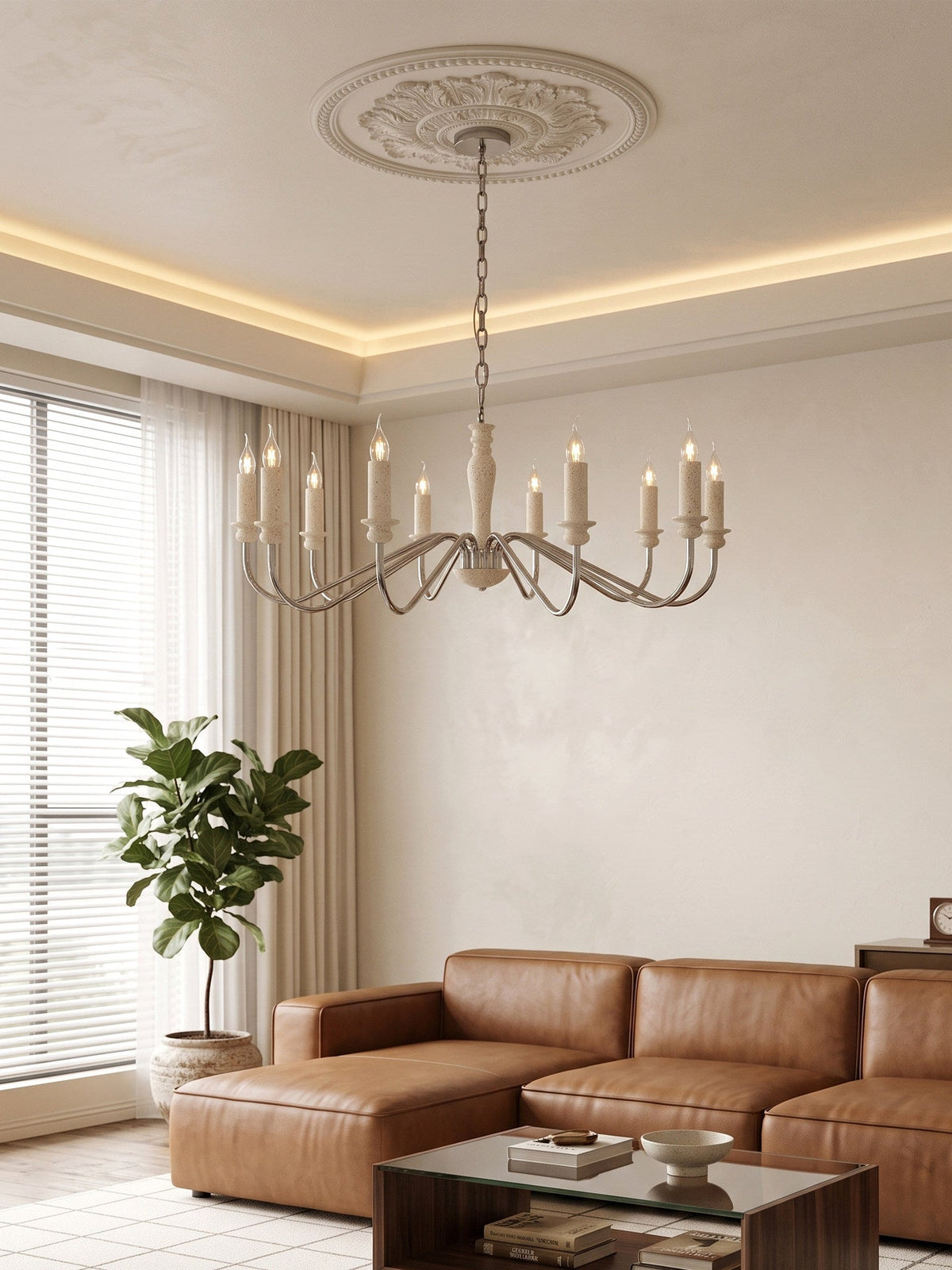 6 Light Candle Style Chandelier — Chandelier | Maison Monashee — view 7