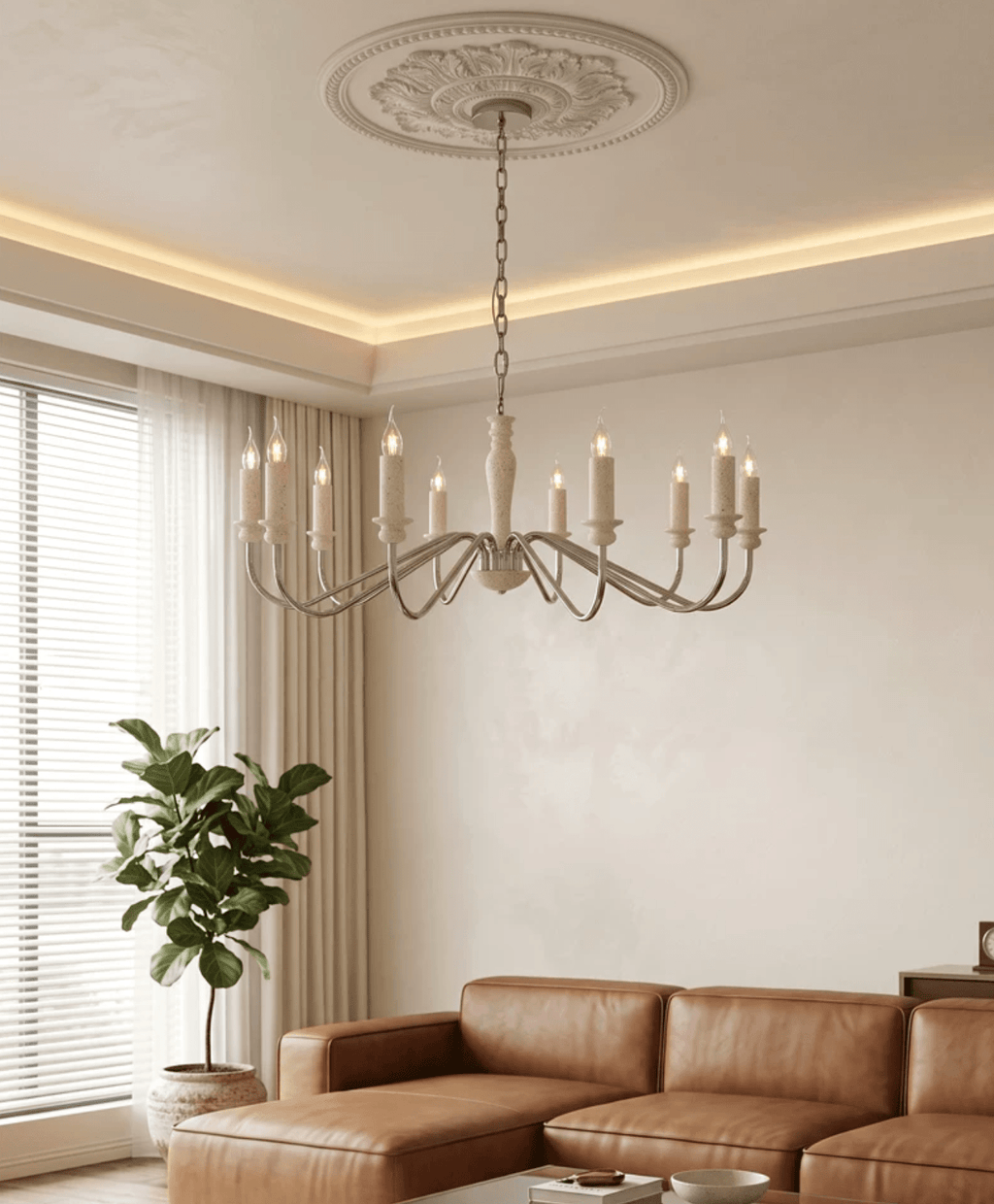 6 Light Candle Style Chandelier — Chandelier | Maison Monashee — view 8