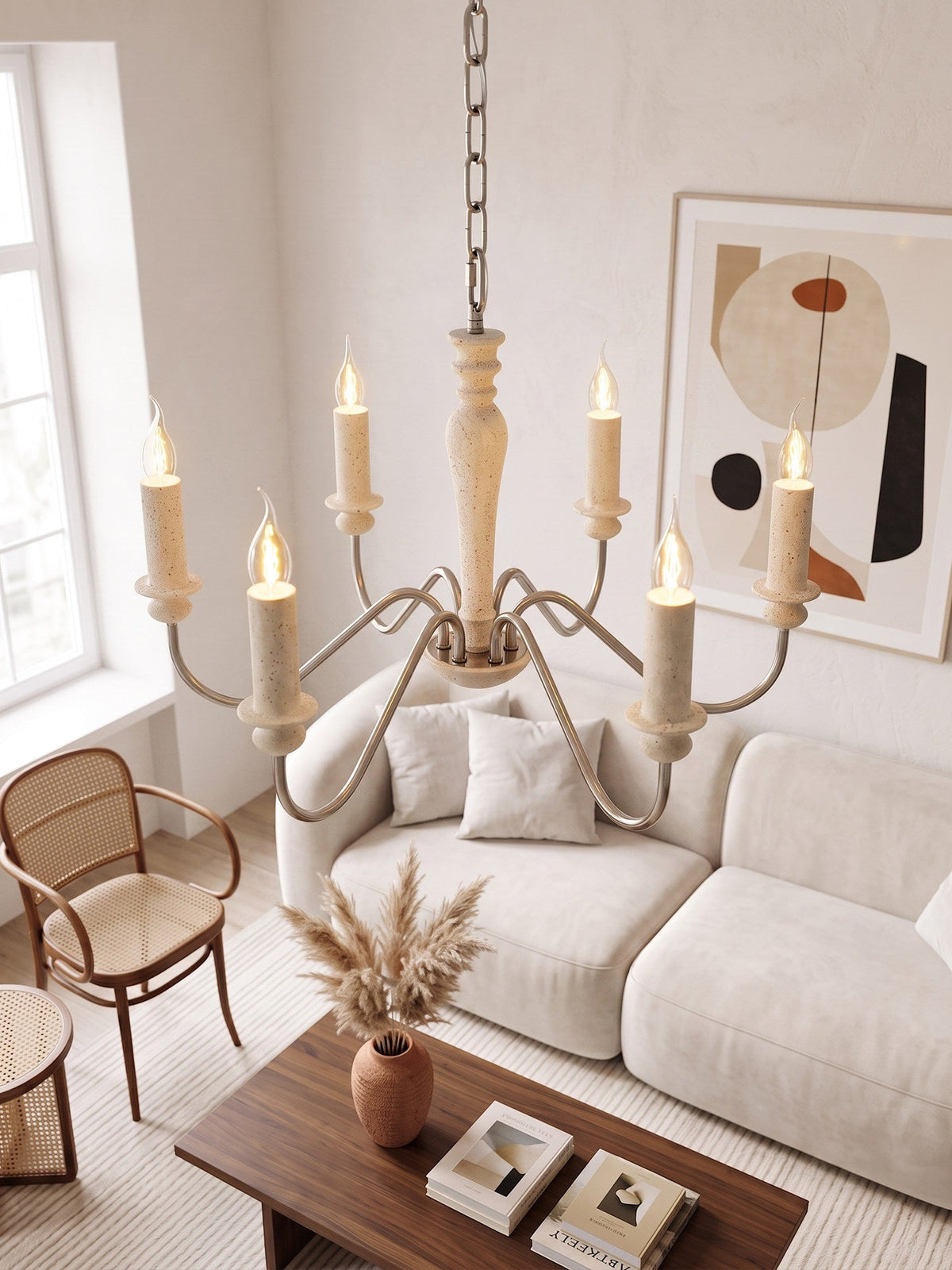 6 Light Candle Style Chandelier — Chandelier | Maison Monashee — view 9