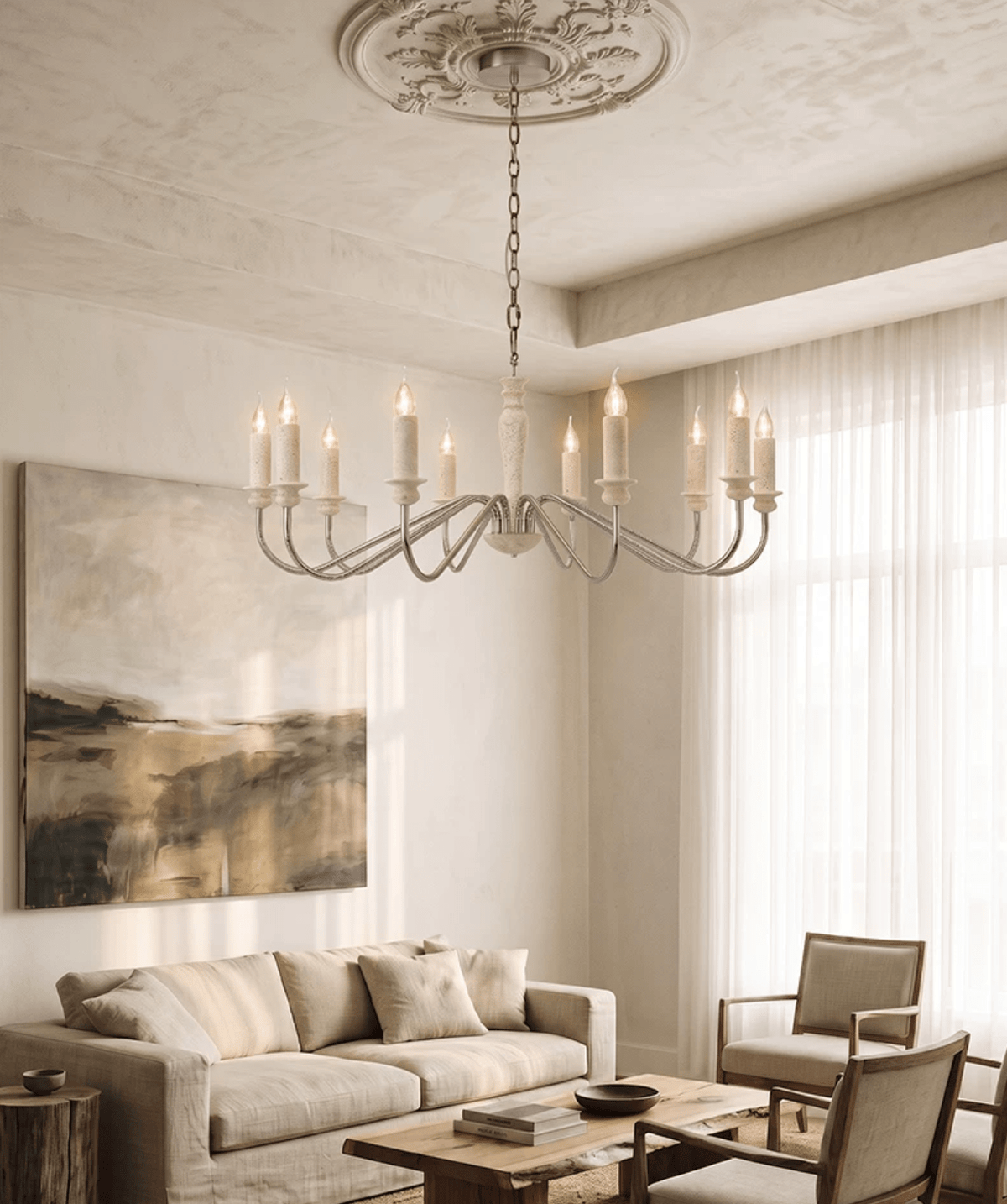 6 Light Candle Style Chandelier — Chandelier | Maison Monashee — view 2