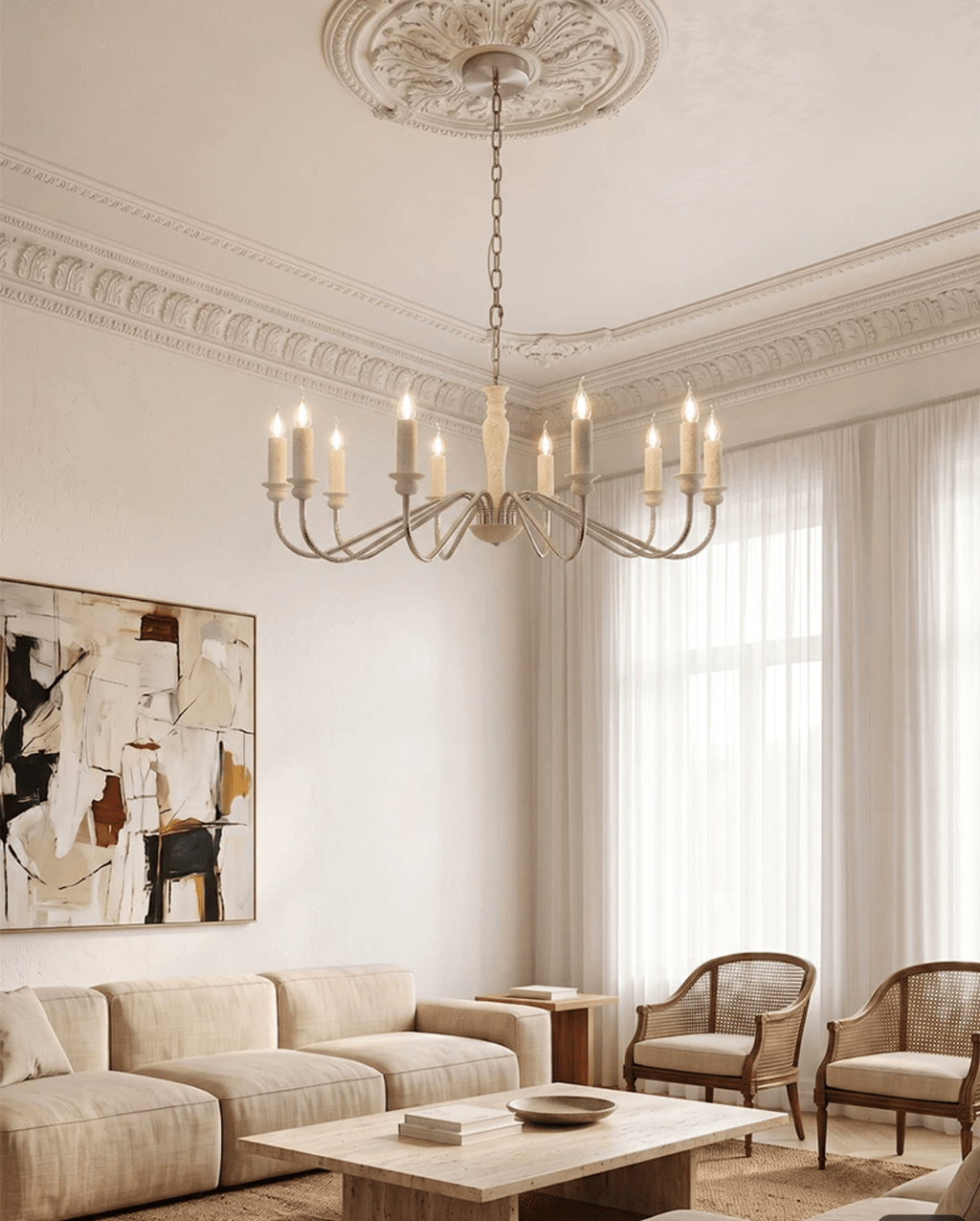 6 Light Candle Style Chandelier — Chandelier | Maison Monashee — view 4