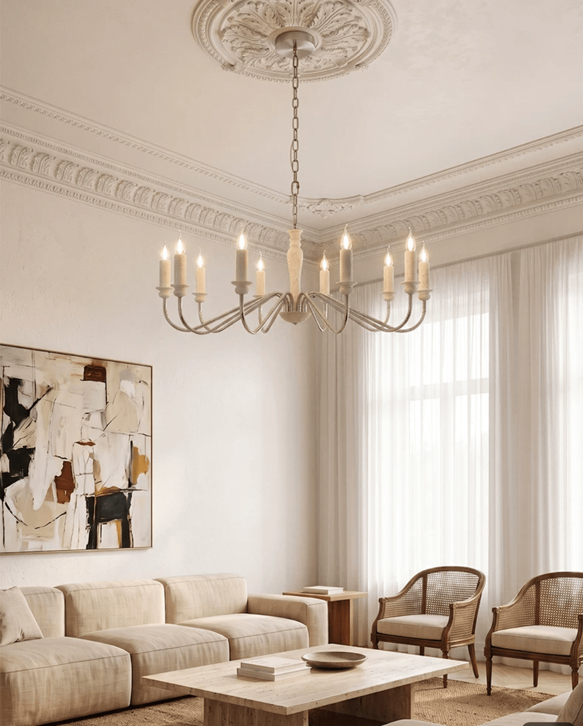 6 Light Candle Style Chandelier — Chandelier | Maison Monashee — view 4