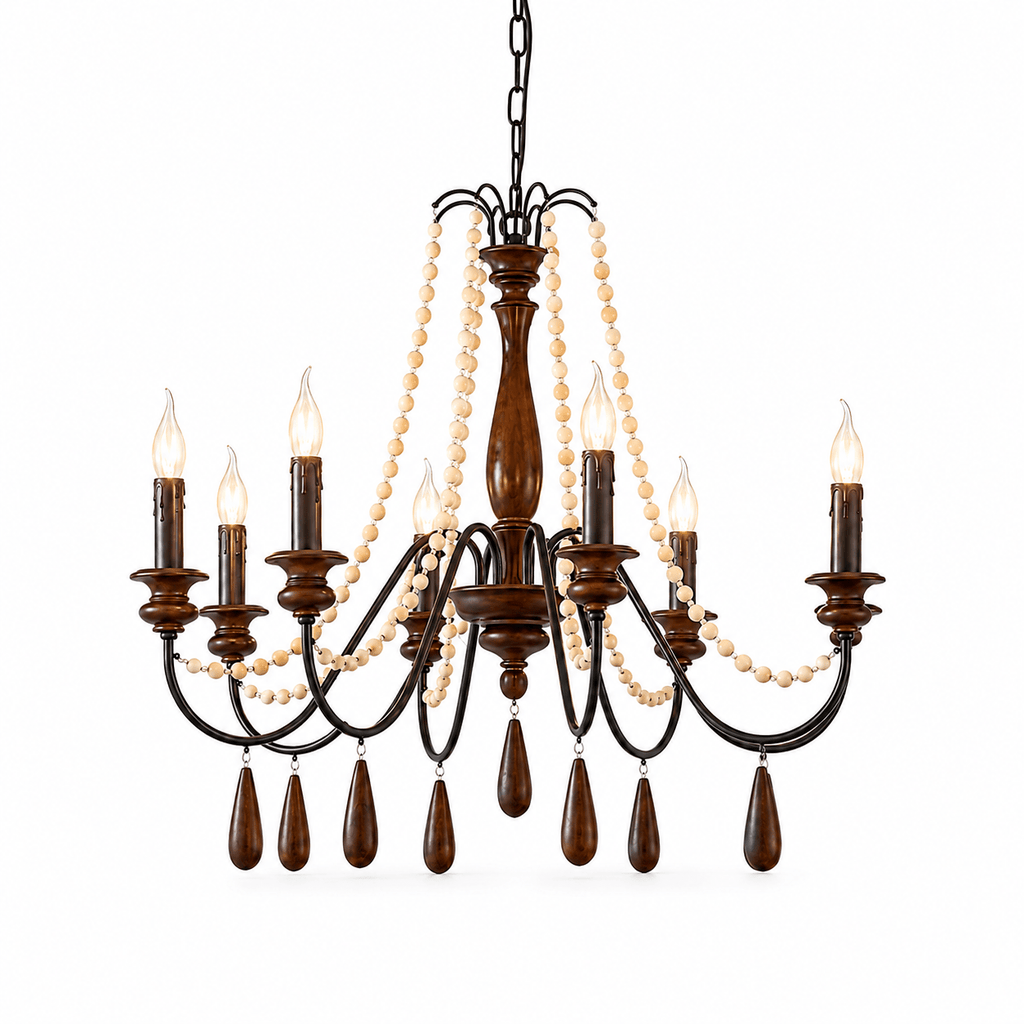 Wood Bead Chandelier — Chandelier | Maison Monashee — view 7