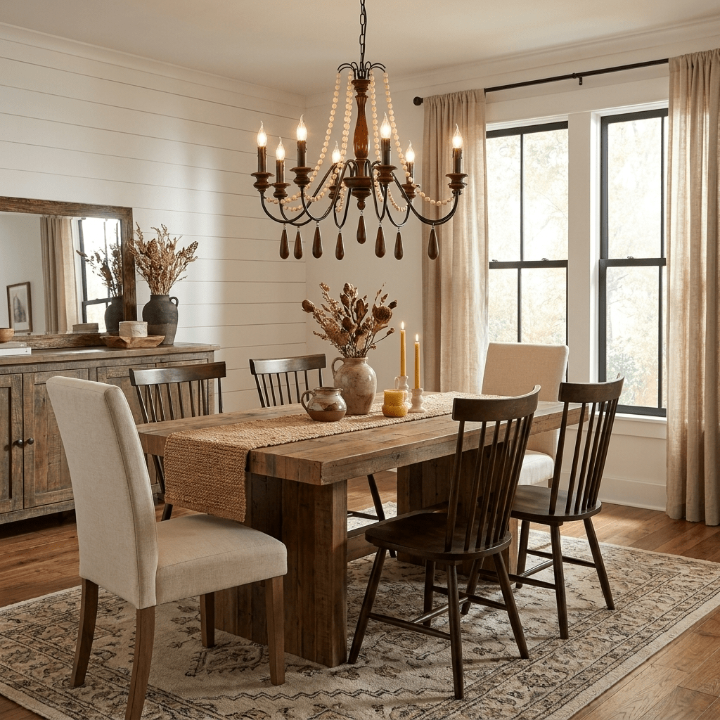 Wood Bead Chandelier — Chandelier | Maison Monashee — view 3