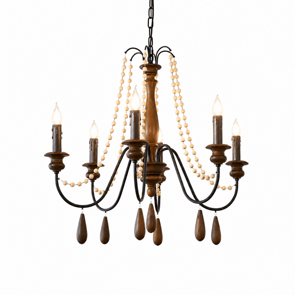 Wood Bead Chandelier — Chandelier | Maison Monashee — view 9